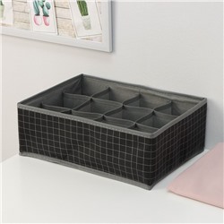 Органайзер для хранения белья Доляна «Кло», 12 ячеек, 32×24×12 см, чёрный