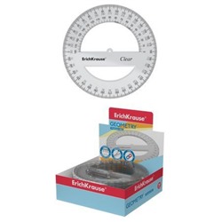 Транспортир 360 градусов 12 см 49555 CLEAR прозрачный ErichKrause
