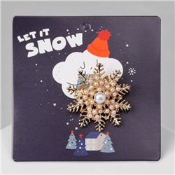 Брошь «Снежинка» роскошная, цвет белый в золоте