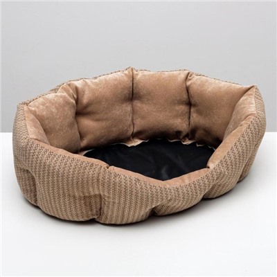 Лежанка для животных, 65×50×21 см, мебельная ткань, холлофайбер, цвет МИКС