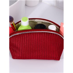 Косметичка на молнии женская, с подкладкой, вельветовая, бордовая