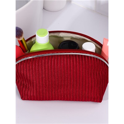 Косметичка на молнии женская, с подкладкой, вельветовая, бордовая