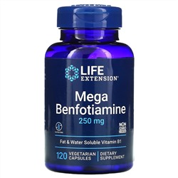 Life Extension, Мега-бенфотиамин, 250 мг, 120 вегетарианских капсул