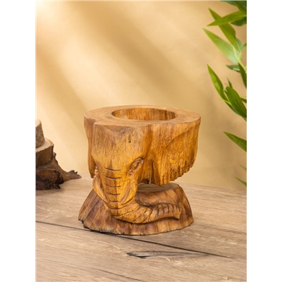 Подставка под бутылки «Голова слона», 15×15×17 см, дерево пиннис, коричневая