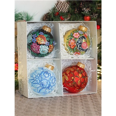 Набор из 4-х ёлочных шаров d=10 см «Блики счастья»