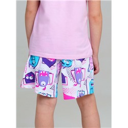 Комплект трикотажный для девочек: фуфайка (футболка), шорты