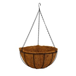 Кашпо подвесное «Полусфера», d=35 см, h=58 см, металлическое, со вставкой из кокоса, Greengo