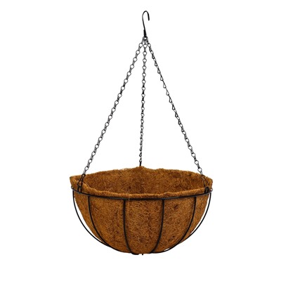 Кашпо подвесное «Полусфера», d=35 см, h=58 см, металлическое, со вставкой из кокоса, Greengo