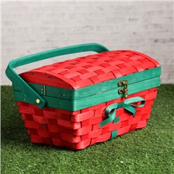 Сундук - шкатулка для хранения «Рождественский», 27×16×21 см, с ручкой, красный