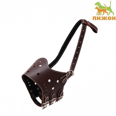 Намордник из прессованной кожи регулируемый, №4, ДН 8.8 см, ОМ 29-35 см, коричневый