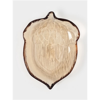 Блюдо сервировочное «КРАСКИ ОСЕНИ. ЖЁЛУДЬ», 17 см, стекло, коричневое