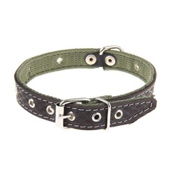 Ошейник комбинированный, 46×2 см, безразмерный, кожа, брезент, цвет МИКС