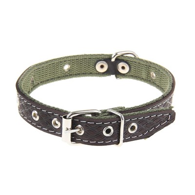 Ошейник комбинированный кожа/брезент, 46×2 см, безразмерный, микс цветов