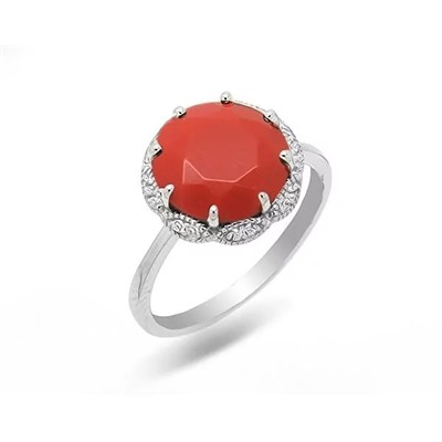 Кольцо из серебра коралл, МЦВ010