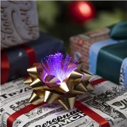 Светодиодная игрушка «Бант-звезда» 10 см, от батареек LR44×3, свечение мульти, золотистая