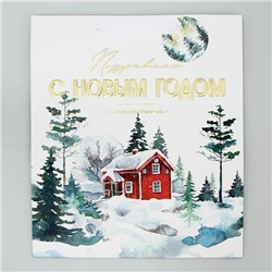 Пакет подарочный новогодний ламинированный, конгревное тиснение «С Новым годом», ML 23×27×11.5 см