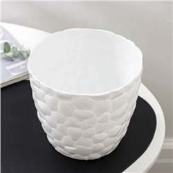 Горшок для цветов с поддоном «Камни», 2.6 л, пластиковый, белый