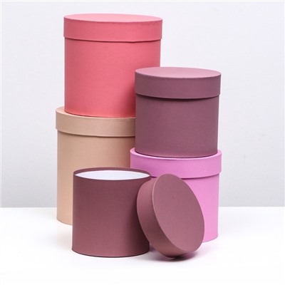 Набор шляпных подарочных коробок 5 в 1« Кофейный», 23×23 - 14×14 см