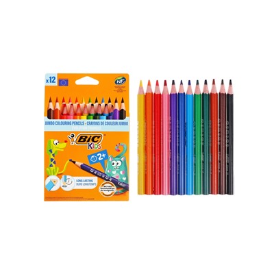 Карандаши цветные 12 цветов, детские, утолщённые, трёхгранные, BIC Kids Evolution Triangle, пластиковые, премиум, картонная упаковка