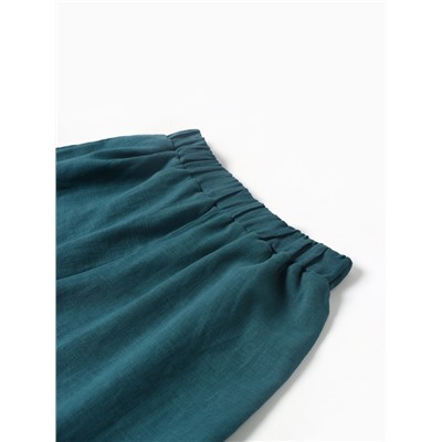 Шорты женские на резинке льняные MINAKU: Safari, изумрудные, размер 44