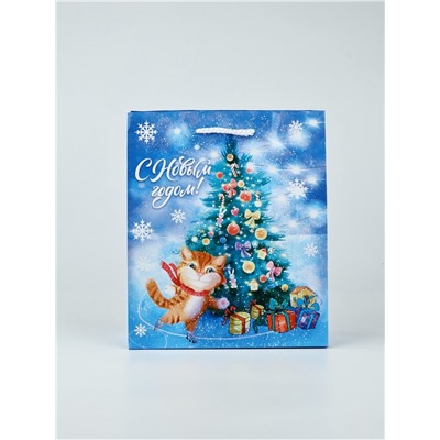 УЦЕНКА Пакет подарочный ламинированный новогодний «Новый год», ML 21×25×8 см, МИКС