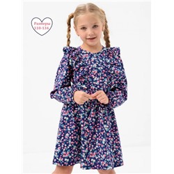 Платье Крылья длинный рукав детское (Цветочки на васильковом)