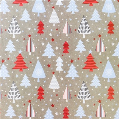 Бумага упаковочная крафтовая «Новогодний узор», 50×70 см