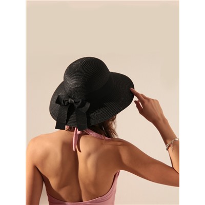 Шляпа женская MINAKU Summer joy с бантом размер 56-58, чёрная