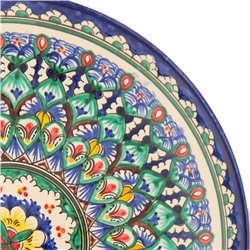 Ляган узбекский Риштанская Керамика «Орнамент», d=31 см, синий