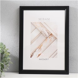 Фоторамка для фото 21×29.7 см (A4) «МИРАМ», пластик, чёрный, (пластиковый экран)