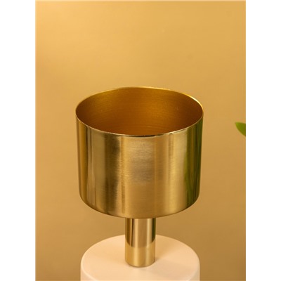 Подсвечник на 1 свечу «Кубок», 10×10×28.5 см, кремовый с золотом