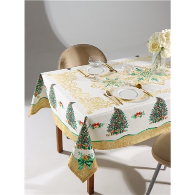 Скатерть новогодняя «Этель» Golden Christmas, 150×220 ±3 см с ГМВО, 100% хлопок, 190 г/м²