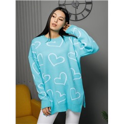 Джемпер удлиненный "Сердца"