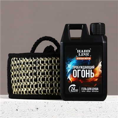 Подарочный набор косметики «Мужская энергия», гель для душа во флаконе канистры 300 мл и мочалка для тела, аромат древесный с пряными нотами