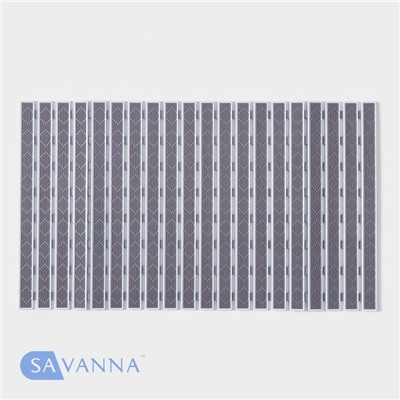 Коврик противоскользящий в ванну на присосках SAVANNA, 40×68 см, серый