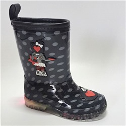 80-710C черн/сер Сапоги резиновые для девочек (27-33)/14