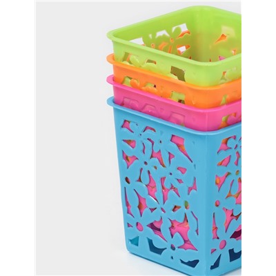 Корзина для хранения «Цветы», пластик, 9×9×10 см, МИКС