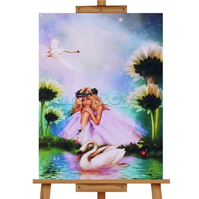 Мозаика алмазная "Девочка и лебеди" 30*40см.