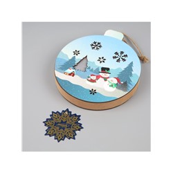 Ёлочная игрушка «Семья снеговиков», 15×16.7 см, 1 LED, от батареек, свечение тёплое белое