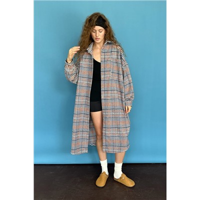 Рубашка удлиненная  AUTUMN046/01/Серый, белый