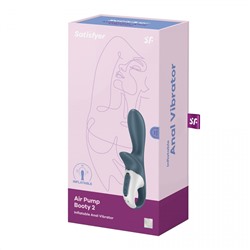 Серый анальный вибратор с функцией расширения Air Pump Booty 2