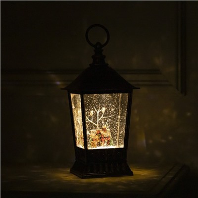Светодиодная фигура «Фонарь с домиком» 12×24×12 см, пластик, батарейки ААх3 (не в комплекте), USB, свечение тёплое белое