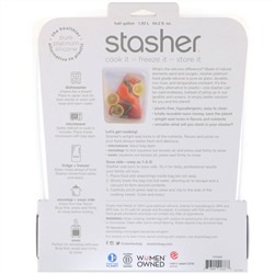 Stasher, Многоразовый силиконовый пищевой контейнер на пол галлона, прозрачный, 1,92 л (64,2 жидк. унции)