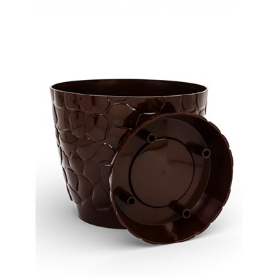 Горшок для цветов с поддоном «Камешки», 5 л, пластик, шоколадный