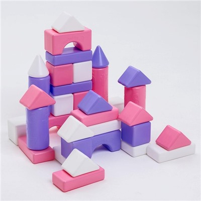 Кубики детские, пластиковые, цветные, 36 штук, 6 × 6 см, цвет розовый
