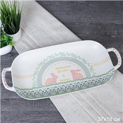 Блюдо с ручками прямоугольное 36х17 см / RG-324 /уп 15/ Пасха Кролики