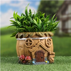 Декоративное кашпо для цветов «Домик-грибочек», 13×13×11 см, керамическое, Greengo