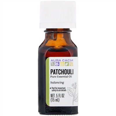 Aura Cacia, чистое эфирное масло, пачули, 15 мл (0,5 жидк. унции)