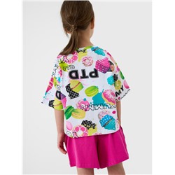 Комплект трикотажный для девочек: фуфайка (футболка), шорты