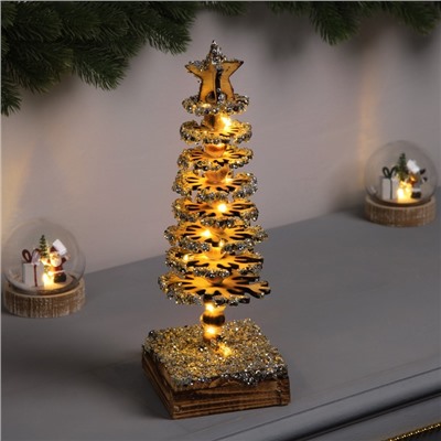 Фигура деревянная «Ёлочка», 30×10×10 см, 35 LED, батарейки AAx2 (не в комплекте), свечение теплое белое